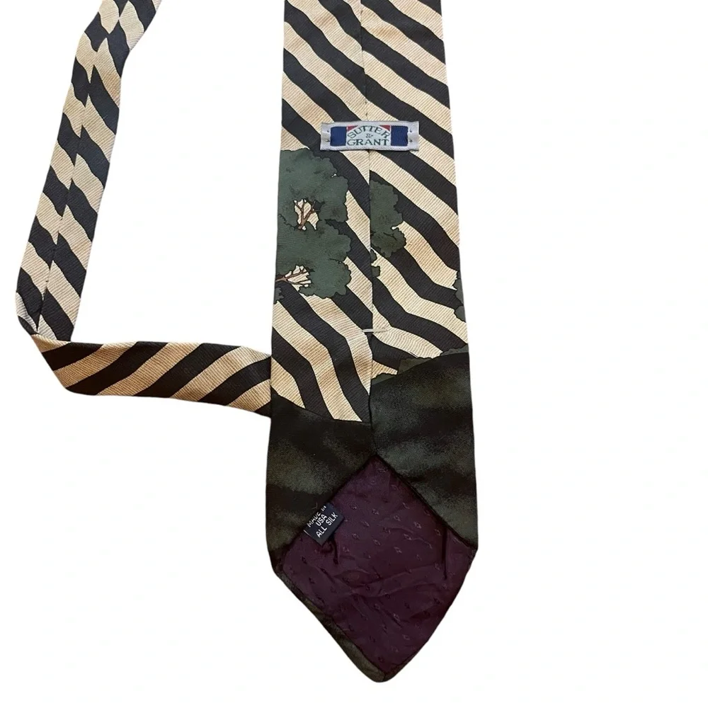 Sutter &‎ Grant Men's Sports Novelty Silk Tie Golf Golfer Club Shoe Stripe Green